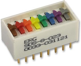 SDS-8-023, DIP / SIP переключатель, 8 схем(-а), Ползунок, Сквозное Отверстие, SPST, 100 В, 1 А