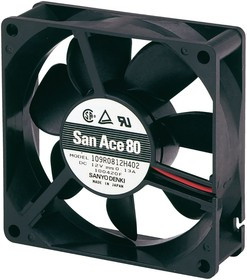 109R0812G401, 109R Series Axial Fan, 12 V dc, DC Operation, 90m³/h, 4.44W, 370mA Max, 80 x 80 x 25mm