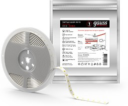 Gauss Лента LED Elementary 2835 -SMD 4.8W 12V DC красный IP20 (ZIP Bag 5м)