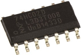 74HC02D,652, Quad 2-Input NOR Logic Gate, 14-Pin SOIC