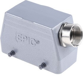 19082000+71200300, H-BE Heavy Duty Power Connector Hood, 16 Contacts, M25 Thread