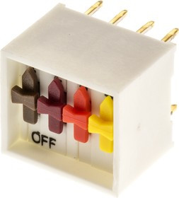 ED57370, 4 Way Through Hole DIP Switch 4PST