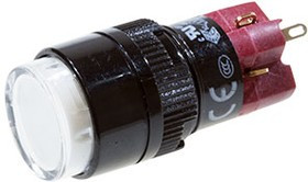 D16LAR1-1abKW, кнопка с фиксацией и LED подсветкой белая 250В 5А