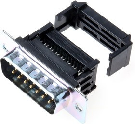 15 Way Right Angle Cable Mount D-sub Connector Plug, 2.77mm Pitch
