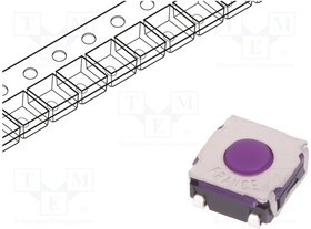 KSEM31JLFS, Микропереключатель TACT, SPST-NO, Положения 2, 0,05A/32ВDC, SMT KSEM31JLFS, Микропереключатель TACT, SPST-NO, Положения 2, 0,05A/32ВDC, SMT