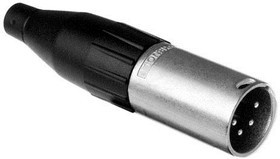 AC4MJ, XLR Connectors 4 Pole XLR Cable Connector Male Machined Contact Large Cable Clamp Nickel Finish