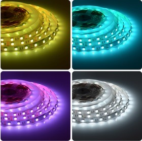 00-17, Лента светодиодная, RGB, 12В, 14.4Вт/м, 60smd(5050)/м, IP20, подложка 10мм,1м