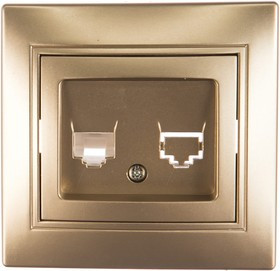 Розетка Plano 1-302-04 телефонная RJ11, IP20, СУ, шампань Б0030083