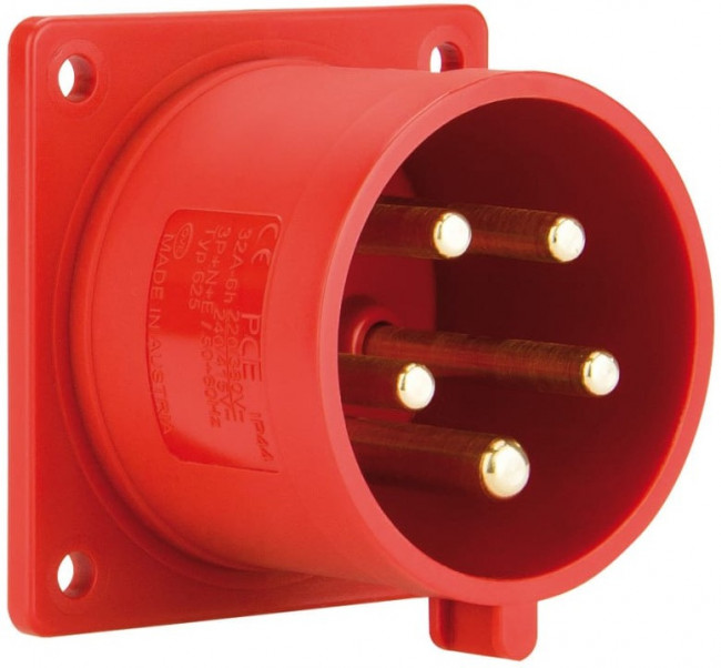 Встраиваемая вилка 16А 400V 3P+N+E IP44 615-6
