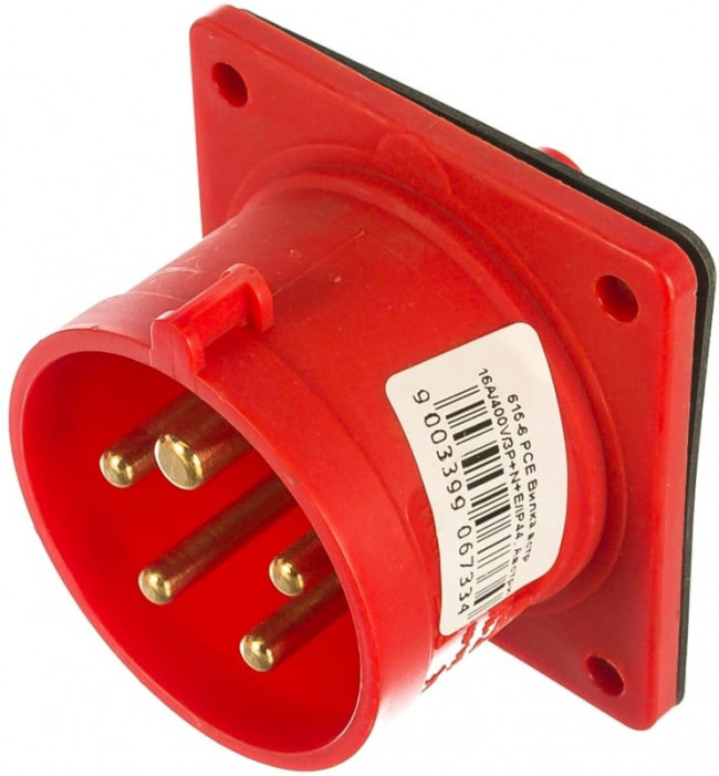 Встраиваемая вилка 16А 400V 3P+N+E IP44 615-6