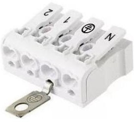 081-32-027, Клемма пружинная соединительная КСПз4-2L+N+PE, 16A, с заземлением подвинт HLT 081-32-027, Клемма пружинная соединительная КСПз4-2L+N+PE, 16A, с заземлением подвинт HLT