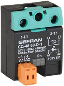 GQ-90-60-D-1-1 (600V/90A), GQ Series Solid State Relay, 90 A Load, Surface Mount, 600 V ac Load, 32V ac/dc Control