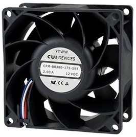 CFM-8038B-130-387, DC Fans dc axial fan, 80 mm square, 38 mm, 10.8-13.2 Vdc, 3.48 W, 3000 RPM, 37.06 CFM, AR