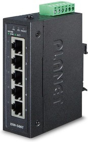 ISW-500T коммутатор для монтажа в DIN рейку IP30 Compact size 5-Port 10/100TX Fast Ethernet Switch (-40~75 degrees C)