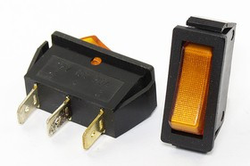 Переключатель клавишный, контакты 3T, 20А, 12В, ON-OFF, подсветка ILсиняя, IR101-2C-12VDC