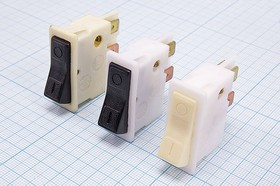 Выключатель клавишный 2-х полюсный, 4T, 250В/6.3А, ON-OFF, белый/черный, ВК33; №252 WB Пкл\\ 6\2xON-OFF\\бел\ чер\\4T\ВК33\