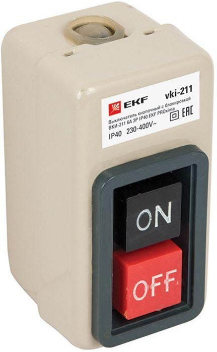 Выключатель кнопочный с блокировкой ВКИ-211 6А 3P IP40 PROxima vki-211