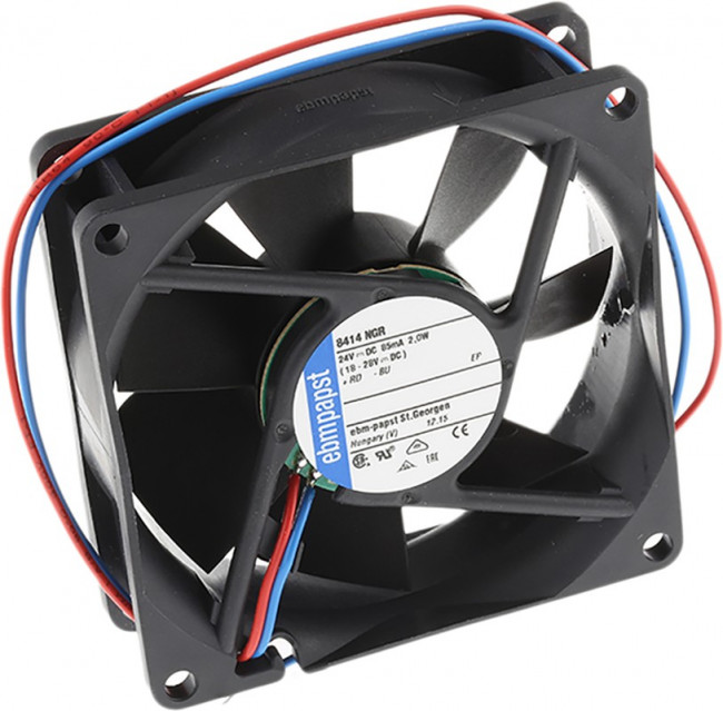 8414NGR, Осевой Вентилятор, серия 8400N, IP54, IP68, 24 В, Square, 80 мм, 25 мм, Скольжения, 40.6 фут³/мин