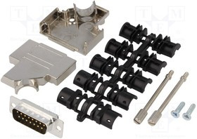 D45ZK15-DMP-K, Разъем D-Sub; PIN: 15; вилка; "папа"; пайка; на пр