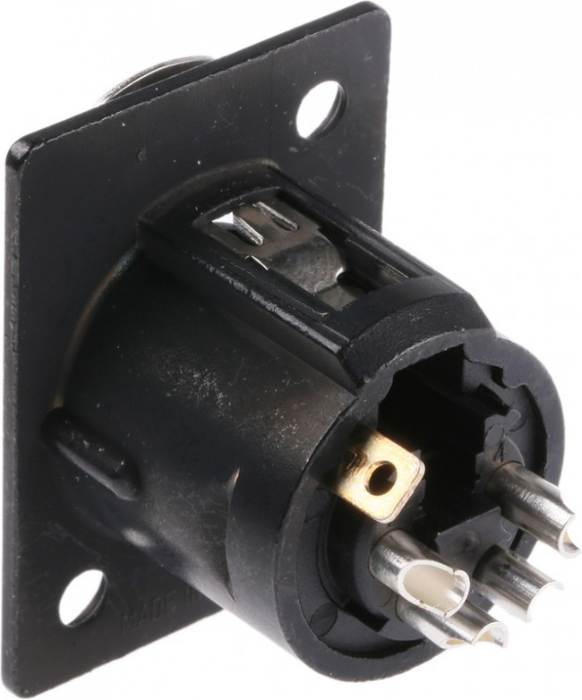 NC4FP1BAG, Panel Mount XLR Connector, Female, 50 V, 4 Way, Silver over Nickel Plating NC4FP1BAG, Panel Mount XLR Connector, Female, 50 V, 4 Way, Silver over Nickel Plating