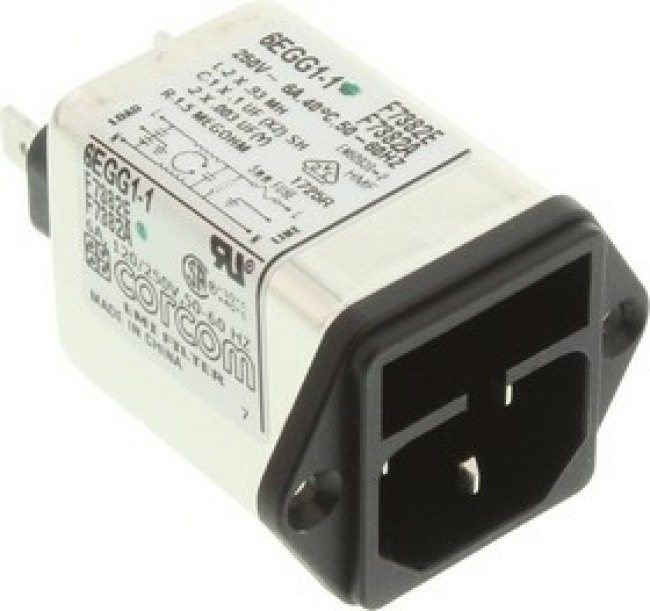 2-6609115-2, Filtered IEC Power Entry Module, IEC C14, General Purpose, 6 А, 250 В AC