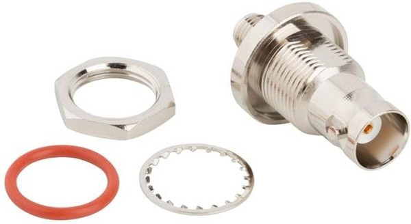 242181-10, RF BULKHEAD ADAPTER, BNC-SMA JACK/50 OHM