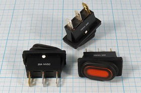 Клавишный герметичный выключатель жёлтый,с подсветкой 12В/20А, c фиксацией; №10689Y Пкл\12\20\ON-OFF\\чер\ ILжел\IP65\3T\R13-70B8\