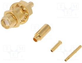 RF2-06A-T-21-50-G, Гнездо, SMA, "мама", прямой, RG178(A, B), обжим, на панель, тефлон