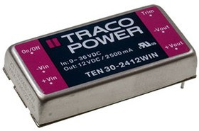 TEN 30-2412WIN, DC-DC преобразователь вход 24В выход 12В 2.5A 30Вт 6-Pin TEN 30-2412WIN, DC-DC преобразователь вход 24В выход 12В 2.5A 30Вт 6-Pin