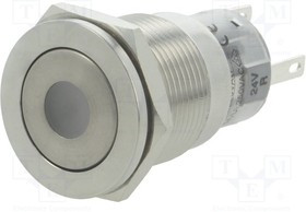 V19-11PFD-24R-S, Переключатель: антивандальный, Пол: 2, SPDT, 0,5A/220ВAC, 1A/24ВDC