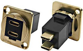 Straight, Panel Mount, Female to Male Type C IP40 Feedthrough USB Connector Straight, Panel Mount, Female to Male Type C IP40 Feedthrough USB Connector
