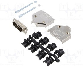 MHDTPK15-DM15P-K, D-Sub; PIN: 15; plug; male; for cable; straight; soldering MHDTPK15-DM15P-K, D-Sub; PIN: 15; plug; male; for cable; straight; soldering