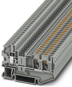 3211859, PTU 4-TWIN Series Grey Feed Through Terminal Block, Single-Level, Push In Termination