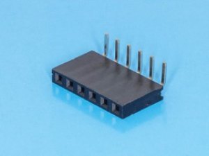 PBS-6R, Разъем 1х 6 гнездо на плату, шаг 2.54мм, прямой угол