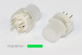Тактовая кнопка, 12x14, алгоритм работы NO, IL2Взеленый, контакты 6P, KS01-BL-3