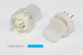 Тактовая кнопка, 12x14, алгоритм работы NO, IL2Взеленый, контакты 6P, KS01-BL-3