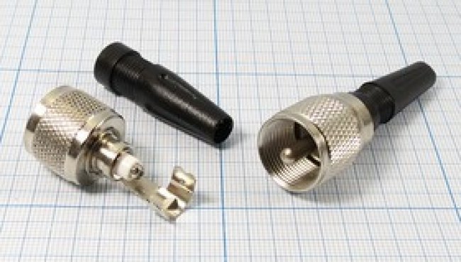 Разъем UHF вилка, 4-6мм, винт, пластик хвост Разъем UHF вилка, 4-6мм, винт, пластик хвост