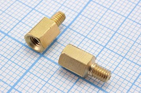 Стойка для печатных плат PCHSN-8, латунь, M3; Q-4706 стойка L 8,0\М3x6-М3\S5\лат\\PCHSN