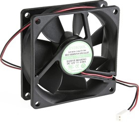 EC8025L12S, Вентилятор 12В, 80х80х25мм , подш. скольжения, 2000 об/мин