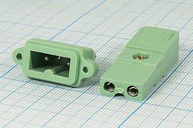 Разъем питания AC вилка+разъем питания розетка, 2P7.5, 2 A, AC-029