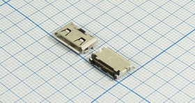 Гнездо mini USB, угловое, 20 контактов, SMD на плату; №12636 гн miniUSB \\20P4C\плат\угл\ SMD\miniUSB-20SD2