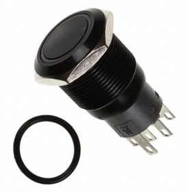PV4F2B011-3R4, Pushbutton Switches 2A 24VDC 1P On(On) Blk, RGB 12V 19mm