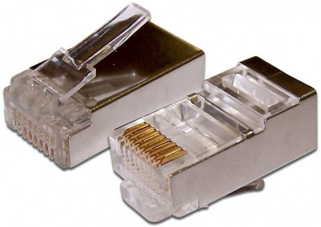 Коннектор RJ-45 8P8C FTP Кат. 5e TWT, экранированный, универсальный, 100 шт. в упак. TWT-PL45/S-8P8C