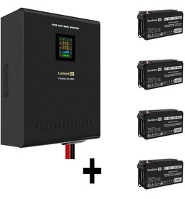 EX296663RUS, Комплект ИБП EX296004RUS + батарея 65Aч EX282980RUS 4шт (инвертор, синус, для котла, настенный) ExeGate FineSine SX-5000.LCD.AV