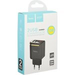 Блок питания (сетевой адаптер) HOCO C39A с 2 USB портами 2,4A черный