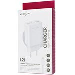 Блок питания (сетевой адаптер) VIXION L2i 2xUSB, 1.2A с кабелем Lightning 1м (белый)