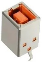 KUSBVXHT-BS1N-O-HRF, USB Connectors USB-Type B Vert T-H GF High Retention F
