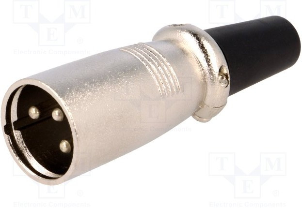 XLR-3W, Вилка, XLR, "папа", PIN 3, прямой, на провод