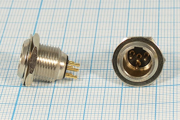 Разъем микрофонный miniXLR вилка, контакты 4P, монтаж на блок, B8.5, MC805-4P