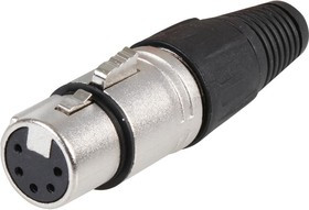 FC6165, Аудио разъем XLR, 5 контакт(-ов), Гнездо, Монтаж на Кабель, Контакты с Покрытием из Серебра